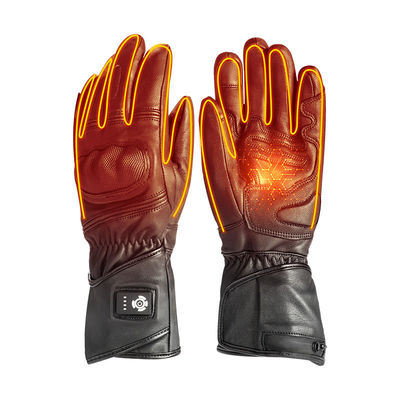 ভেড়ার চামড়া কালো XXL গরম শীতকালীন গ্লাভস 7.2V ব্যাটারি গরম স্কি গ্লাভস পুরুষদের জন্য মহিলাদের